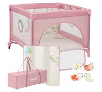 Parc Bébé Mille 100 X 100 Cm Avec Matelas Haute Densité, Roulettes Et Jouets À Velcro Pink TU