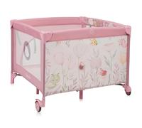 Lionelo Parc bébé Mille Plus 100x100 cm – Matelas haute densité 3D, roulettes, sac inclus, Rose