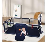 Parc Bébé,Modulable 180x120cm,Balles+2 bandes,Pliable pour Enfants 0-24 Mois,Aire de Jeu Sécurisée Maison, Tapis Anti-Dérapant Intérieur,Centre d'Activités pour Enfants,Basketball Rack