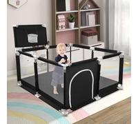 Parc Bébé, modulable, grand parc pour enfant en bas âge, d'Activité pour Enfants avec Balle, modulable, pliable, grand parc pour enfant en bas âge Avec Porte Zippée-126 * 126 * 66 cm-noir