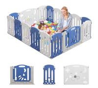 Parc Bebe Modulable,Parc Bébé Pliable avec Panneau d'Activité,Parcs Enfant,Parc pour Enfant Forme Réglable avec Base Antidérapante,Porte avec Verrou de Sécurité,Centre D'activité Pliable,14 Panneaux