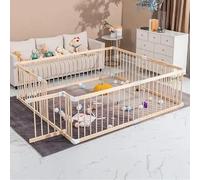 Parc Bébé Modulable XXL en Bois 180x200/190x190 cm avec Porte Sécurisée
