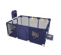 Parc Bebe,parc avec tapis pour bébés et tout-petits, petit parc pour bébé avec tapis,Grand Parc Adapté Intérieur Extérieur avec Grille de Protection,Barre avec Jouets (Bleu foncé 180 * 120 * 66cm)