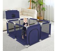 Parc Bebe, Parc Bébé Avec Tapis, Parc Bébé en Tissu Oxford, Petit Parc Enfant avec Barrières, Parc De Jeux Bébé pour Appartement Avec Balle-126 * 126 * 66 cm - bleu marine