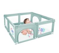 Parc Bebe,Parc Bébé Modulable Avec Tapis,Parc Enfants en Tissu Oxford,Petit Parc Enfant avec Barrières,Parc De Jeux Bébé pour Appartement Avec 50 Balle (Vert)