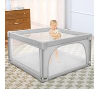 Parc Bébé,Parc Enfants, Grand Parc Bebe,Pliable Pour L'intérieur et L'extérieur Avec Base Antidérapante,Barriere Parc Bebe,en Tissu Oxford (120 * 120 * 66cm, 50 balles, gris clair)