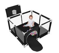 Parc Bébé, Parc Enfants, Grand Parc Bebe,Pour intérieur et extérieur 126 x 126 x 66 cm - 50 petites boules - 4 ventouses - Noir