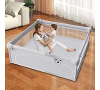Parc Bebe, parcs bebe modulable en Tissu Oxford, parcs pour Bebe xl avec Barrières, De Jeux parcs Bébé avec Filet Respirant Sur Quatre Côtés et Ventouses (90x90×65cm) Gris