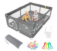 Parc Bebe Petit Parc Bébé Sécurisé avec Maille Respirante et, Centre d'activités pour Enfants Grand Parc Adapté Intérieur Extérieur pour Bébé qui Rampe ou Apprend à Marcher,Dark gray,150x180x60cm
