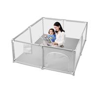 Parc Bébé, Petit Parc Bébé Sécurisé avec Maille Respirante et, Parc de Jeu Idéal pour Bébé qui Rampe ou Apprend à Marcher (Gris, 150x180cm)