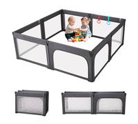 Parc Bebe Pliable, Parc Bebe Modulable, 180×200cm, Parc pour Bebe en Forme Adaptable, Parcs 8 Panneau d'activité, gris foncé