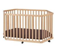 Parc bébé pliant en hetre massif naturel 84 x 143 x 75 cm Beige G