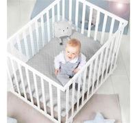 ROBA Parc Bébé Réglable - 100x75 cm + Tapis de parc roba Style Gris + 4 Roues - Bois blanc blanc TU