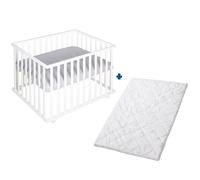 Parc Bébé Rectangulaire + Tapis Déperlant Et Matelas Déhoussable Roba Style Blanc - Gris Argenté TU