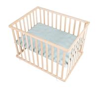 ROBA Parc Bébé 75 x 100 cm en Hêtre Massif Bio - avec Tapis Vert Givré + 4 Roulettes à Freins - Hauteur Réglable - Naturel beige TU