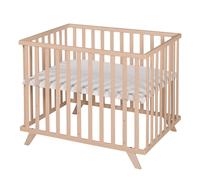Parc bébé scandinave en bois massif + tapis en coton bio lil planet naturel - gris argenté TU