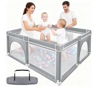 Parc Bébé VIVOLILV,180x150x60 cm Grand parc pour enfant en bas âge,Modulable,Pliable,Avec sac de rangement,Lumière,Gris foncé