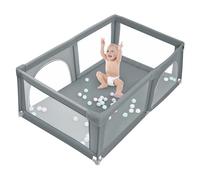Parc Bébés,Parc pour Bebe modulable Pliable en Maille avec 50 Balles,Parc de Jeux Bébé Intérieur et Extérieur,Centre D'activités de Parc Enfant en Tissu oxford (Gris foncé（50 boules）, 180*150*66cm)