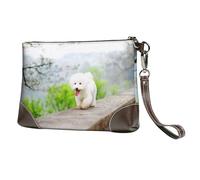 Parc Bichon Frise Animaux Chiens Bichon Frise Chiens,Sacs à Main en Cuir PU pour Femmes, Pochette à Fermeture éclair, Portefeuille, Sac à Main avec dragonne
