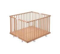 Parc bébé pliant en bois Combelle Gaby - Plancher réglable et roulettes - 92x88x67 cm