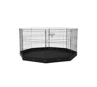 Parc Chien Enclos Animaux de Compagnie Pliable Métal 76 cm avec Tapis