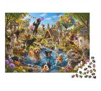 Parc Chiens Piscine 1000 Pièces pour Adultes Mini Puzzle Difficile