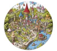 Parc d'attractions Puzzle 1000 Pièces Fairy Tale Château Ronde Puzzle Jouets Cadeau Intéressants De l'art De La Décoration Moderne pour Toute La Famille 1000pcs (67.5x67.5cm)