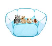 Parc de jeu portable pop-up ouvert interactif pour animaux domestiques, clôture intérieure et extérieure pour lapins, cochons d'Inde, hamster, chinchillas, chatons, chiots (bleu)