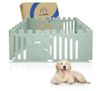 Parc de jeu pour chien avec porte, parc d'intérieur à 8 panneaux en plastique solide pour petits animaux de compagnie, barrière de sécurité antidérapante et sécurisée, vert (156 x 156 x 60 cm)