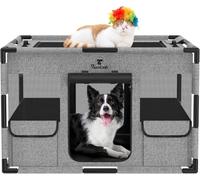 Parc de jeu pour chien et chat - Clôture en maille de tissu - Grande cage souple - Enclos d'exercice respirant pour animaux de compagnie - Cadre en PVC - Clôture intérieure et extérieure pour petits