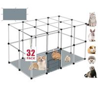Parc de jeu transparent à 32 panneaux pour petits animaux avec tapis imperméable, enclos en plastique, enclos pour chiot, clôture de cour pour cochons d'Inde, lapin, furets, hamsters, hérissons, pour