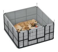 Parc de mise bas pour chien - PawHut - avec porte verrouillable - tapis de propreté lavable - en acier - 122 x 122 x 60 cm - noir