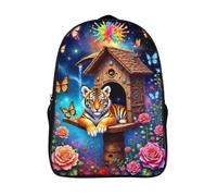 parc des tigres cartable laptop unique sac scolaire de voyage 2 compartiment pour adolescent maison en bois 3d imprimé sacs d'école-16,garcon fille pour l'école les voyages les affaires