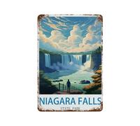 Parc d'État des chutes du Niagara New York，Décoration murale - Plaque en métal pour bar, pub, club, grotte(20x30cm）8x12 inch-Q38
