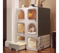 Parc d'intérieur pour chat avec couvercle supérieur, bac à litière extractible, boîtier sécurisé avec serrure améliorée pour une utilisation à la maison ou au balcon