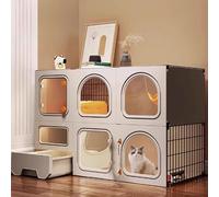 Parc d'intérieur pour chat avec couvercle supérieur, boîtier sécurisé et bac à litière extractible, serrure améliorée pour la maison ou le balcon