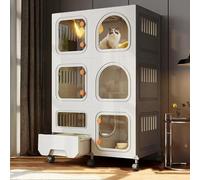 Parc d'intérieur pour chat avec litière, enclos pliable à 2/3 niveaux pour animaux de compagnie heureux félins, niche durable pour jouer et se reposer