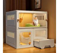 Parc d'intérieur pour chat avec veilleuse et bac à litière, design transparent, facile à nettoyer, parc respirant pour animaux de compagnie