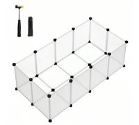 Parc Enclos, 125 x 63 x 42 cm, Cage, Clôture, avec Plancher, Intérieur, Modulable, en Plastique, pour Cochon d'Inde, Hérisson, Petits Animaux, Blanc [Assemblage facile] Il suffit d'assembler les panne