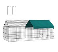 Parc enclos - cage lapin extérieur - PawHut - protection solaire et portes verrouillables - fil d'acier - 185 x 75 x 75 cm - vert