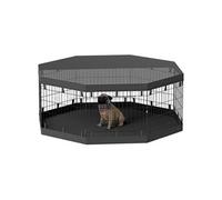 Parc pour chien - PawHut - 8 panneaux pliables modulables - avec porte - couverture supérieur inférieure - acier - 61 x 61 cm -