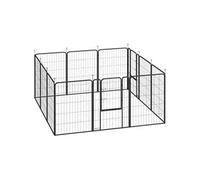 Parc enclos chien modulable pliable 12 panneaux porte verrouillable acier époxy noir