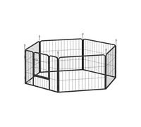 Parc enclos chien modulable pliable 6 panneaux H.60cm porte verrouillable acier époxy noir