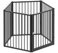 Parc Enclos Chien Modulable Pliable - Porte Verrouillable, 5 Panneaux - Acier Noir
