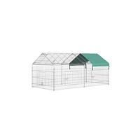 PawHut Clôture pour petits animaux cadre métal galvanisé, 4 piquets 220x103x103 cm argent/vert