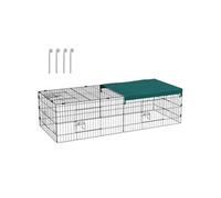 Parc enclos modulable acier avec bache pour lapins rongeurs petits animaux intérieur extérieur 185L x 75l x 50H cm vert Vert G