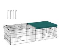 Parc Enclos Modulable Acier Avec Bache Pour Lapins Rongeurs Petits Animaux Intérieur Extérieur 185l X 75l X 50h Cm Vert