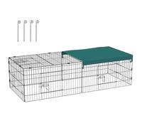 Parc enclos modulable PawHut acier avec bache pour lapins rongeurs petits animaux intérieur extérieur 185L x 75l x 50H cm vert