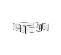Pawhut – Parc enclos modulable pour animaux – 2 portes, 12 panneaux modulables – acier noir