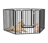 Parc Enclos Modulable Pour Chien Porte 6 Panneaux Noir